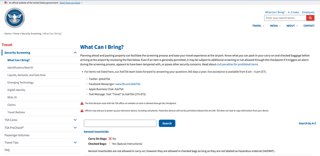 Tsa Website What Can I Bring